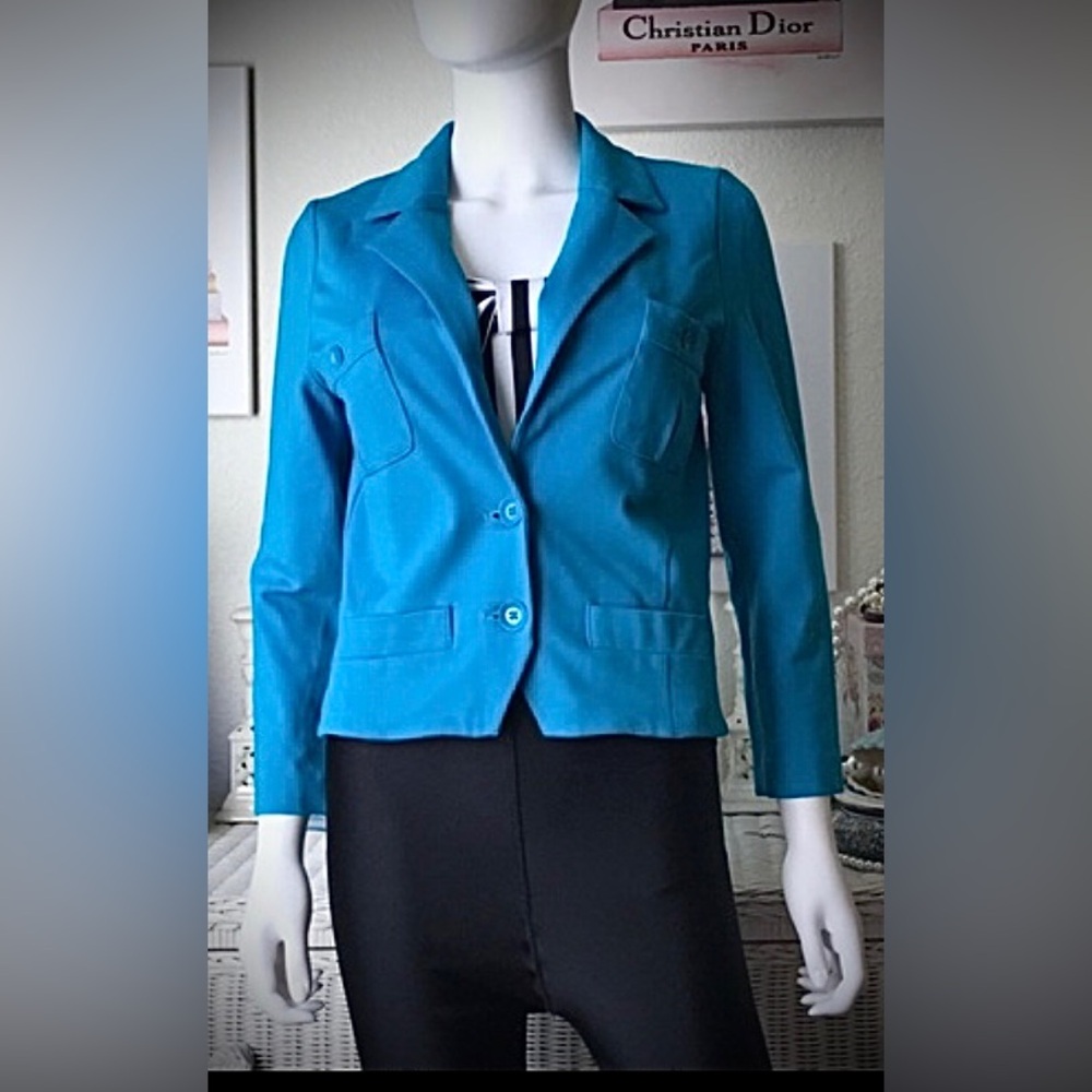 Marc by Marc Jacobs Blazer Jacket Wedge Lapels Knit Short Waist Sky Blue size S